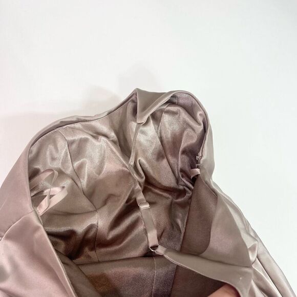 Reverly Dress Womens 4 gray Maxi One Shoulder Pleated Evening Gown Satin - Picture 14 of 15